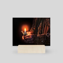 oil painting hands and lighter - Mini Print by Charlotte Wetzel