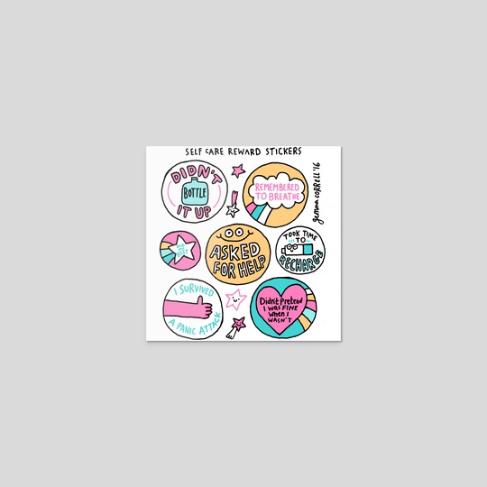 Self Care stickers by gemma correll