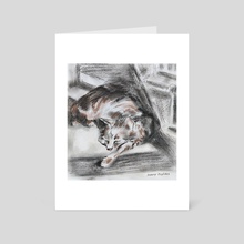 Cat Sleeping Under The Stairs - Art Card by Jenny Jaybles