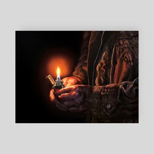 oil painting hands and lighter - Poster by Charlotte Wetzel