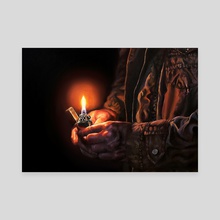 oil painting hands and lighter - Canvas by Charlotte Wetzel